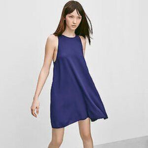 Aritzia Wilfred Le Fou Cobalt Blue Trompette Silk Crepe Raw Hem Mini Dress